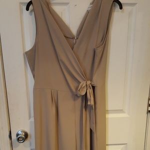 Tan Side Tie Jumper with Wide Leg